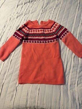 Crazy 8 Coral Fair Isle Knit Dress